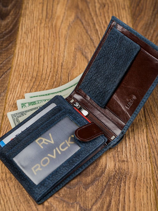Leder Herren Geldbörse Karten mit RFID Blau