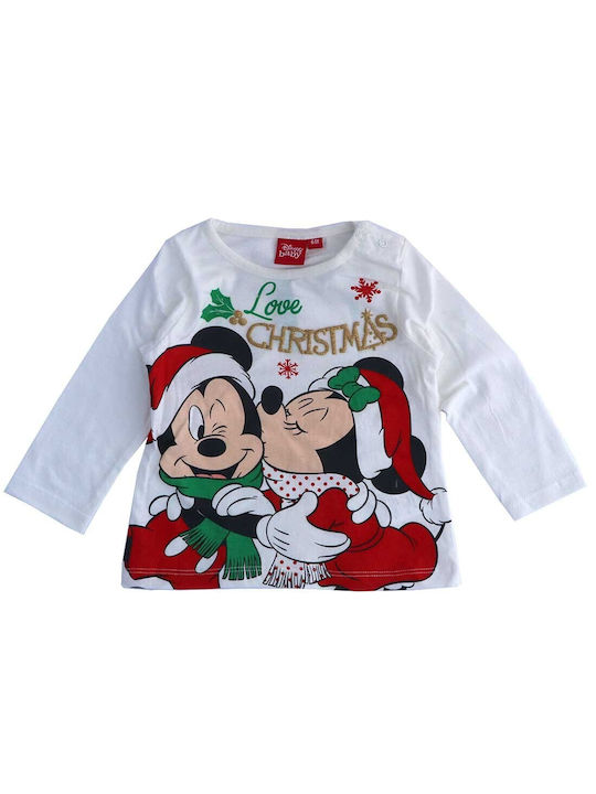 Disney Children's Blouse Long Sleeve White Minnie Mouse