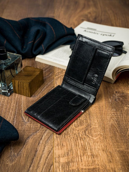 Δερμάτινο Ανδρικό Πορτοφόλι Καρτών με RFID Κόκκινο