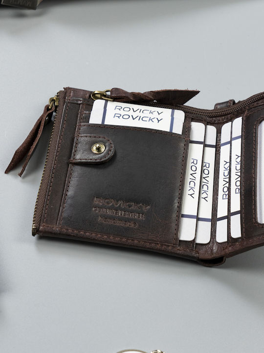 Кожен Мъжки Портфейл Монетник с RFID Кафяв