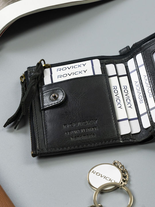 Кожен Мъжки Портфейл Монетник с RFID Черен