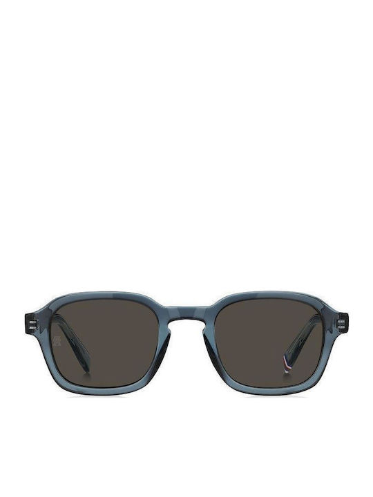 Tommy Hilfiger Unisex Sunglasses With Navy Blue Horn-Rimmed Frame And Grey Lens