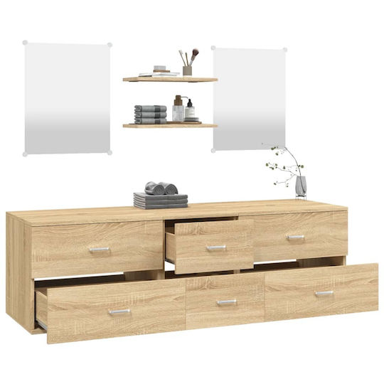 vidaXL Badezimmerschrank B150xT45xH45cm Eiche