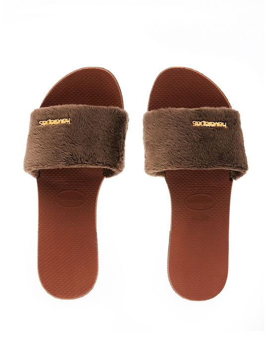 Зимни женски чехли в Brown цвят