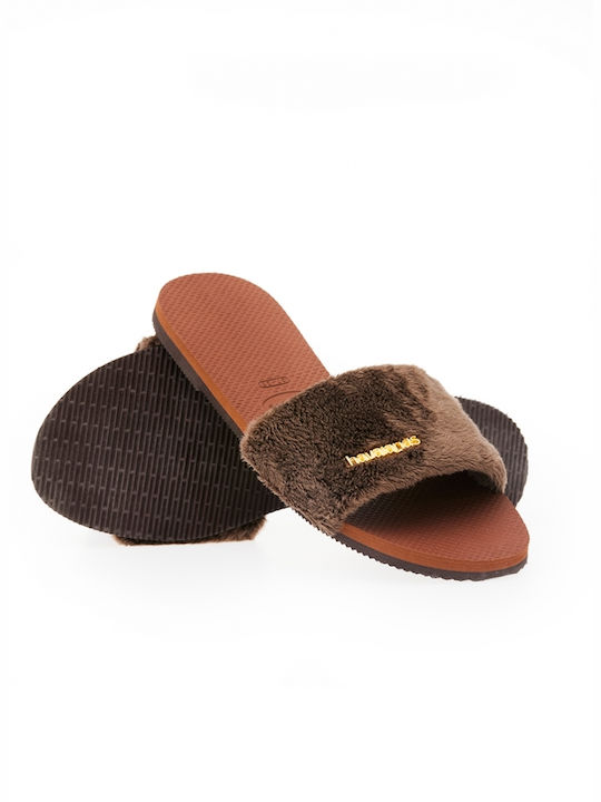 Зимни женски чехли в Brown цвят