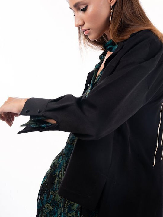 Cardigan Damă cu Fermoar Negru