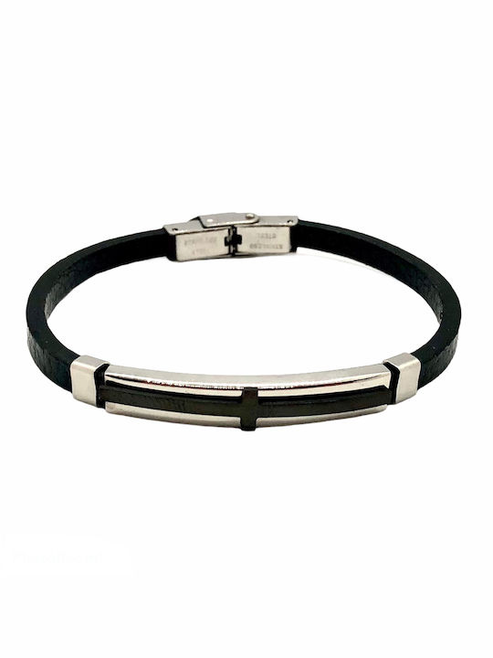 Medussa Herren Armband Id mit Design Kreuz aus Stahl