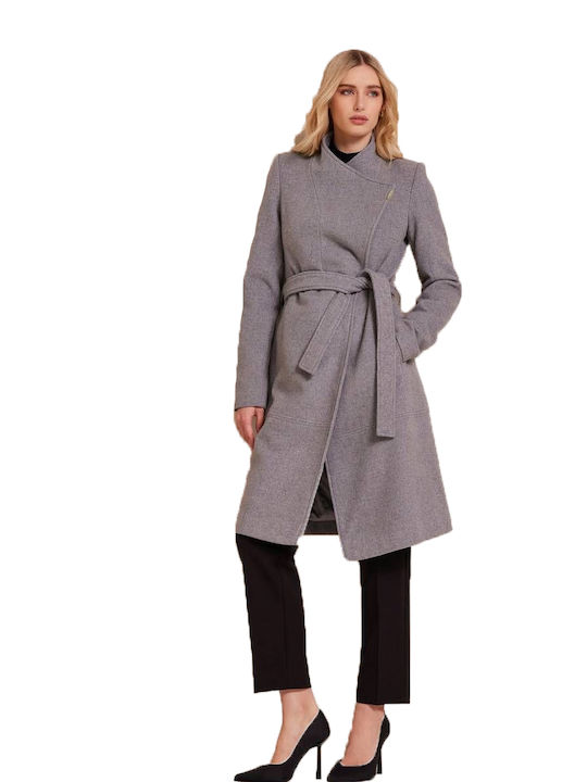 Mind Matter Women's Midi Coat Grey