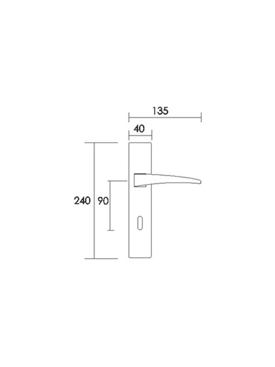 Convex Hebel Mittlere Tür mit Platte 775 ICH-73359-ΖΕΎΓΟΣ-ΓΙΑ-ΜΕΣΌΠΟΡΤΑ Paar Nickel Matt