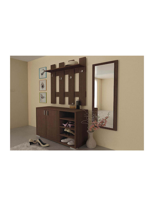 Portmanteau P7 Hallway Furniture with Mirror, Hanger and Shoe Rack 90x34x74.5cm