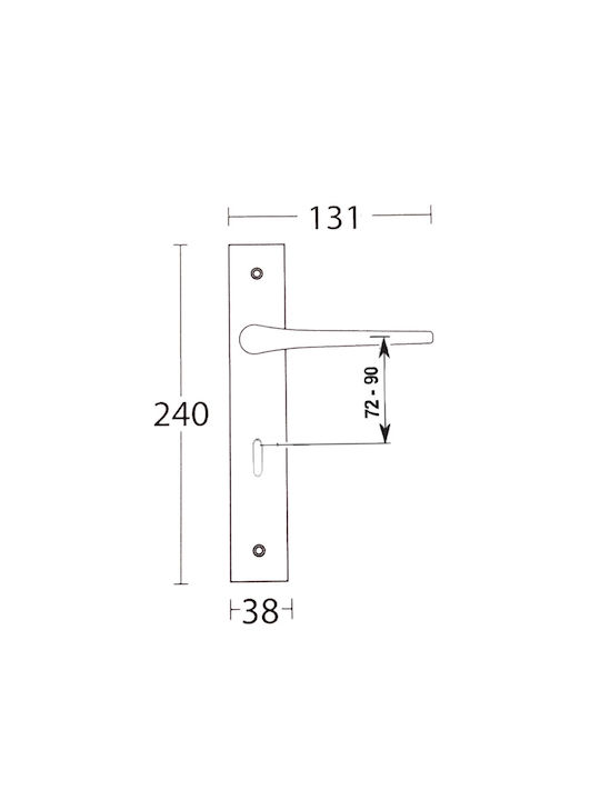 Convex Lever Middle Door with Plate 1505 ICH-13546-ΖΕΎΓΟΣ-ΓΙΑ-ΜΕΣΌΠΟΡΤΑ Pair Chrome