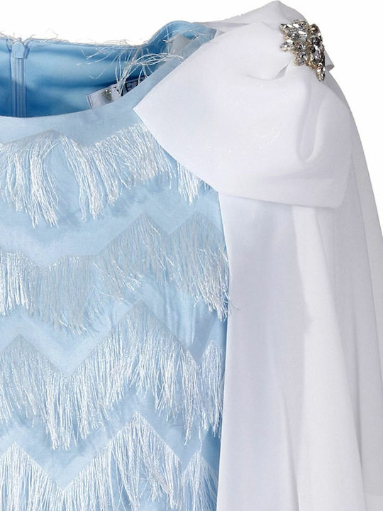 Sommer Mini Damenkleid mit Rüschen Hellblau