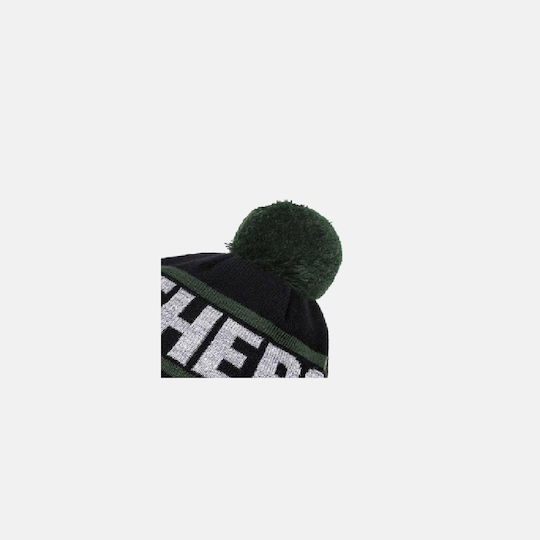Pom Pom Beanie Unisex Σκούφος Πλεκτός σε Πράσινο χρώμα