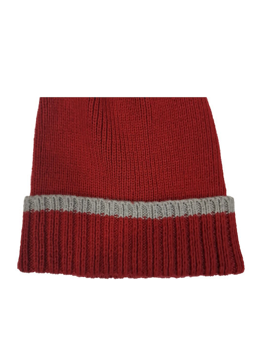 Beanie Unisex Σκούφος Πλεκτός σε Κόκκινο χρώμα