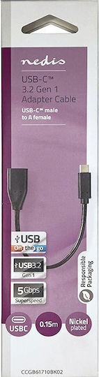 Nedis USB 3.2 Cable USB-C Male - USB-C Female 15W Silver 0.15m