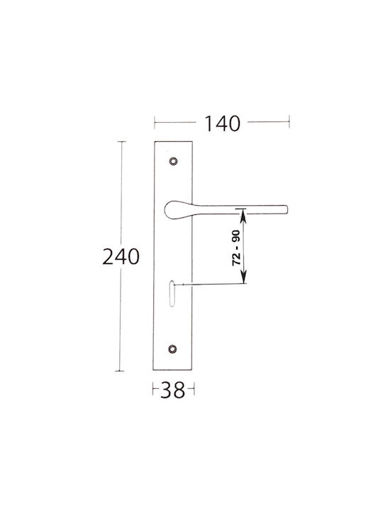 Convex Lever Middle Door with Plate 1485 ICH-13570-ΖΕΎΓΟΣ-ΓΙΑ-ΜΕΣΌΠΟΡΤΑ Pair Nickel Matt