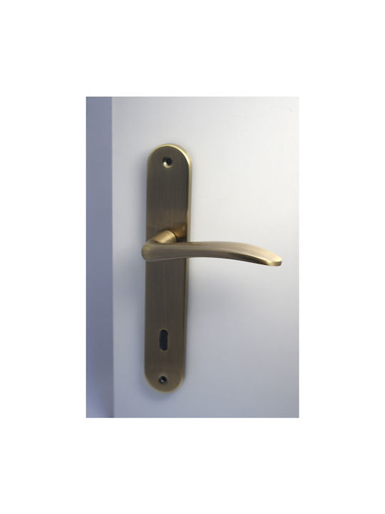 Lever Middle Door with Plate 64374 (Center Distance 75mm) Bronze