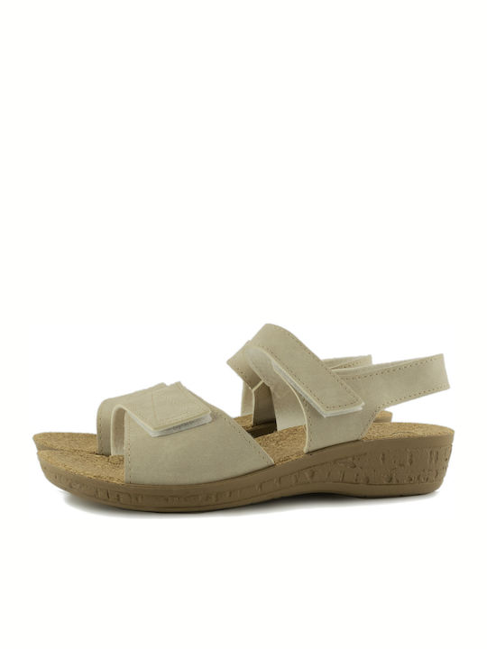 Scandi Women's Ankle Strap Platforms Beige