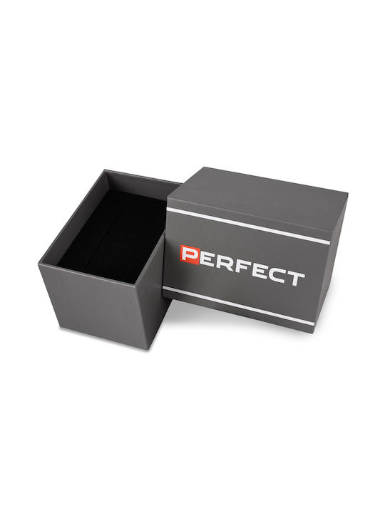 Perfect Ανδρικό Ρολόι 36mm Χρονογράφος Μπαταρίας με Χρυσό Μεταλλικό Μπρασελέ