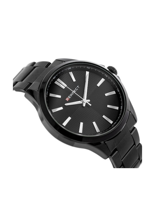 Perfect Ceas Baterie cu Negru Brățară metalică