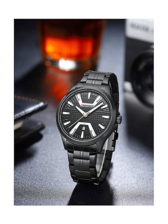 Perfect Uhr Batterie mit Schwarz Metallarmband