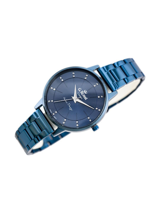 G.Rossi Uhr Batterie mit Blau Metallarmband