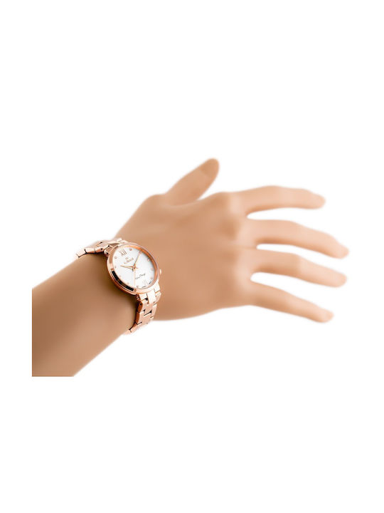 G.Rossi Watch Battery with Pink Gold Metal Bracelet