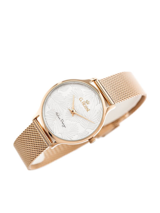 G.Rossi Herrenuhr 40mm Batterie mit Rose Gold Metallarmband