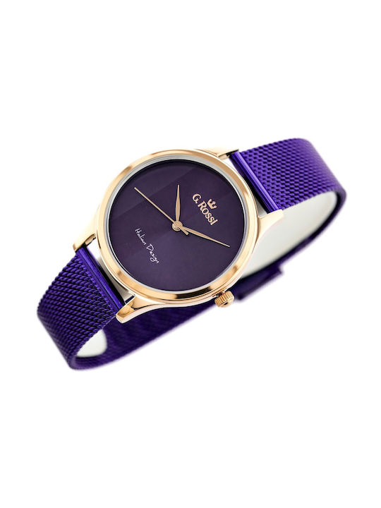 G.Rossi Watch Battery with Purple Metal Bracelet