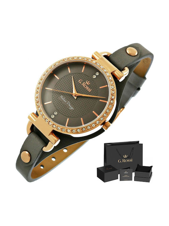 G.Rossi Watch Battery with Gray Leather Strap