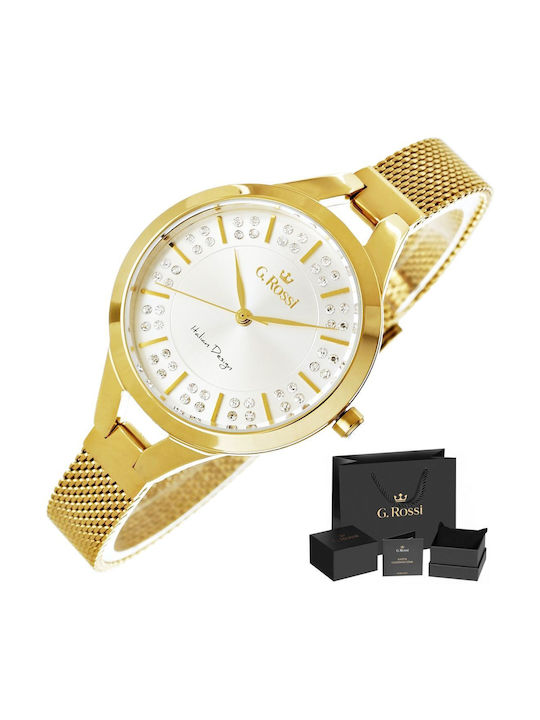 G.Rossi Watch Battery with Gold Metal Bracelet