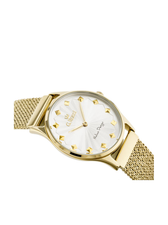 G.Rossi Herrenuhr 45mm Batterie mit Gold Metallarmband