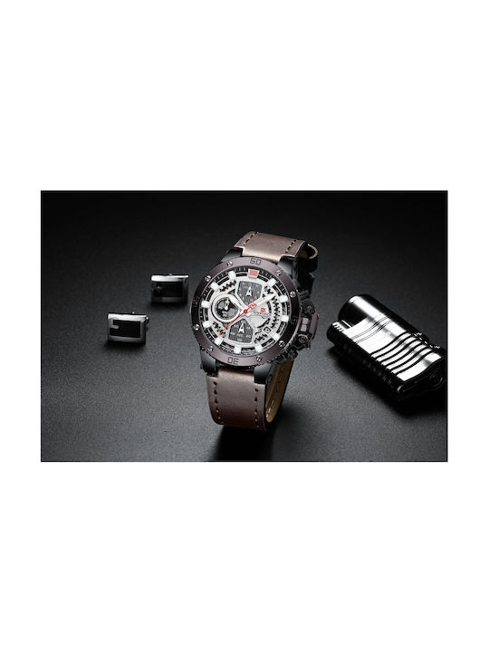 Naviforce Watch Chronograph Battery in Brown / Brown Color