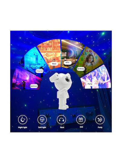 Andowl Led Rotating Kids Projector Lamp Astronaut with Star Projection White