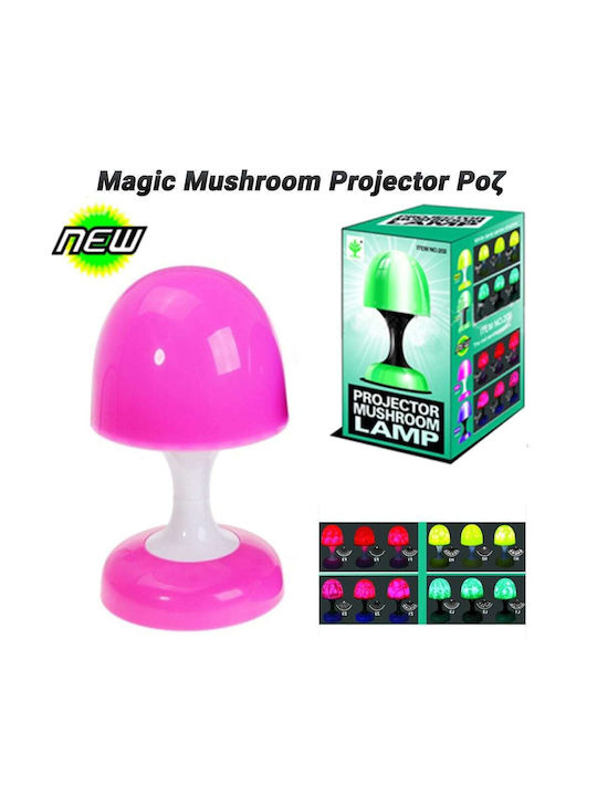 Led Παιδικό Φωτιστικό Projector Magic Mushroom με Προβολή Σχεδίων Ροζ