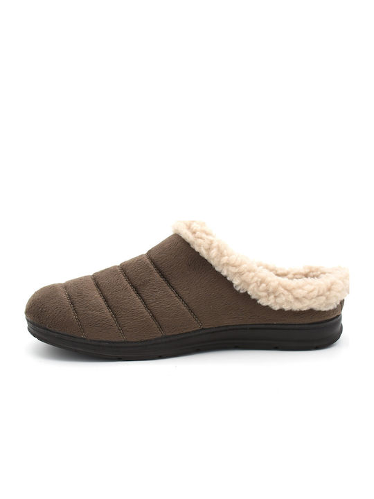 Heel Enclosed Men's Slipper Brown