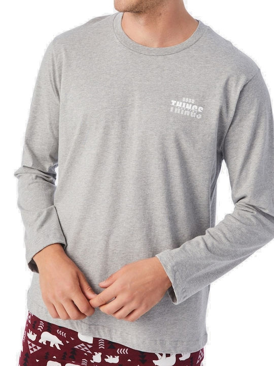 Minerva Men's Undershirt Long-sleeved Grey-Melange