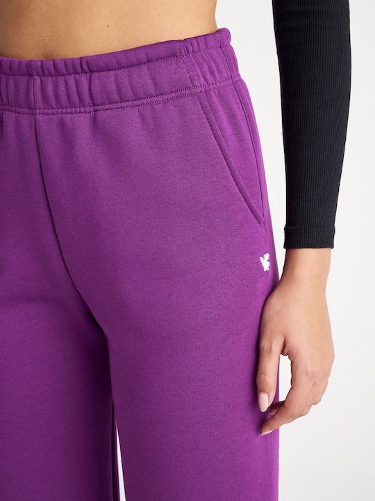 SugarFree Women's High Waist Jogger Sweatpants Purple Fleece