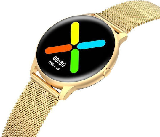 G.Rossi SG010E Stainless Steel 45mm Smartwatch με Παλμογράφο (Gold)