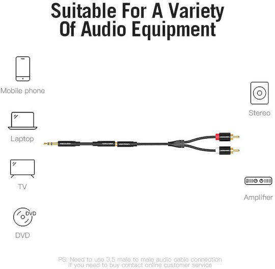 Vention 3.5mm female - 2x RCA male Cable Black 2m (AUDIO)