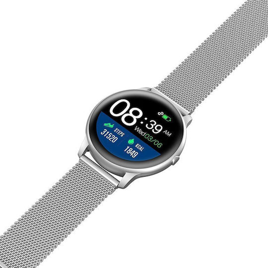 G.Rossi SG010C Stainless Steel 38mm Smartwatch με Παλμογράφο (Silver)