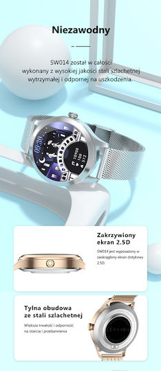 G.Rossi SG009B 38mm Smartwatch με Παλμογράφο (Pink Gold)