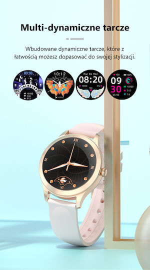 G.Rossi SG009B 38mm Smartwatch με Παλμογράφο (Pink Gold)