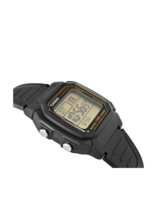 Casio Ψηφιακό Ανδρικό Ρολόι 13mm Μπαταρίας με Μαύρο / Μαύρο Καουτσούκ Λουράκι