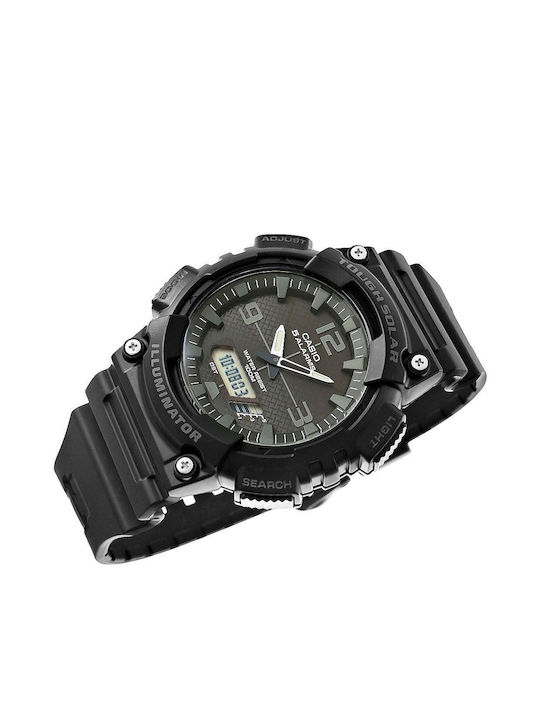 Casio Ανδρικό Ρολόι Solar με Μαύρο Καουτσούκ Λουράκι
