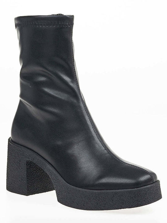 Verde Women's Ankle Boots with Medium Heel Black