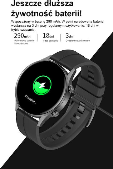 G.Rossi SG014C 46mm Smartwatch mit Pulsmesser (Black/Red)