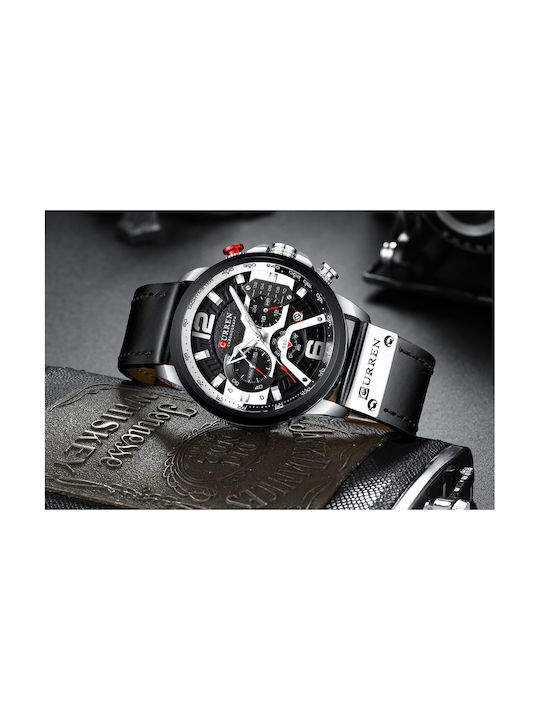 Curren 8329 Watch Chronograph Battery in Black / Black Color