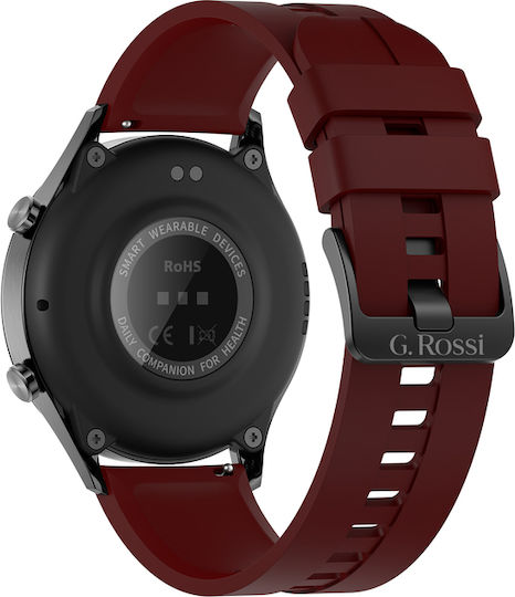 G.Rossi SG014C 46mm Smartwatch mit Pulsmesser (Black/Red)