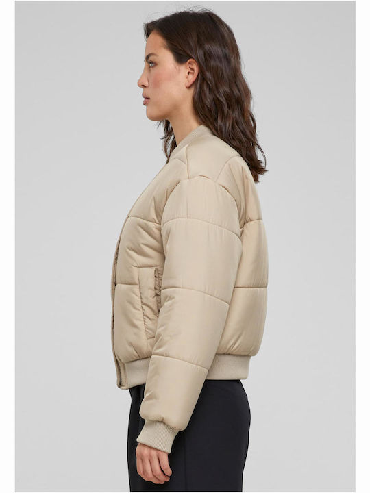 Urban Classics Ladies Women's Short Puffer Jacket for Winter Beige